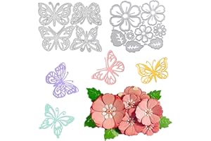 Bymivofun 12 Troqueles de Corte de Mariposa Flores, Troqueles de Corte con Forma de Hojas de Flores de Mariposa, para Decoración de Manualidades, Decoración de Álbumes, Tarjetas de Felicitación