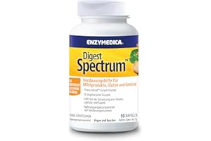 ‎ENZYMEDICA Enzymedica - Digest Spectrum, für eine gesunde Verdauung, angezeigt für mehrere Nahrungsmittelintoleranzen, visiert Gluten, Laktose, Casein und Phenole, vegan, 90 Kapseln