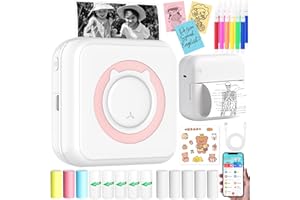 CIANBIFN Mini Imprimante Autocollant, Imprimante Photo Portable, Imprimante Thermique, Mini Instantané sans Fil, Thermique Photo Instantané, pour Photos, Liste d'Étiquettes, Reçus, Mémos