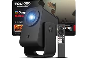 TCL C1 Mini Proiettore Portatile, 4K Supporta, Nativa 1080P, Licenza Netflix Smart Google TV, Con Messa a Fuoco Automatica e Correzione Trapezoidale, Wi-Fi Bluetooth, 8 W Audio Dolby, Rotabile 285°
