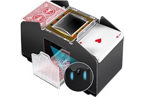 ANYVOYAGE Automatic Poker Shuffler Machine with Rubber Silencer, Casino Card Electric Shuffler, Playing Card Shuffler for UNO, Phase 10, Skyjo, Skip Bo Home Card Game (Black&Golden 1-4 Deck)