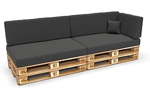 POKAR Palettenkissen Palettenauflagen mit abnehmbarem Bezug Palettenmöbel Palettensofa 6er Set: Sitzkissen 120x80 + Rückenlehne 120x40, Anthrazit