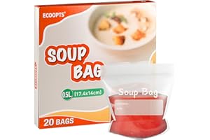 ECOOPTS Suppen-Gefrierbeutel, 500 ml, wiederverwendbare Suppen- und Soßen-Aufbewahrungsbeutel (20 Stück)