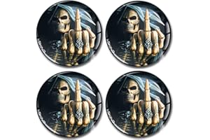 SkinoEu® 4 x 65 mm żelowe silikonowe naklejki 3D na samochód, trupia czaszka czaszka, palec środkowy, naklejka na felgi, na kołpaki, kołpaki na piasty koła, tuning A 2565