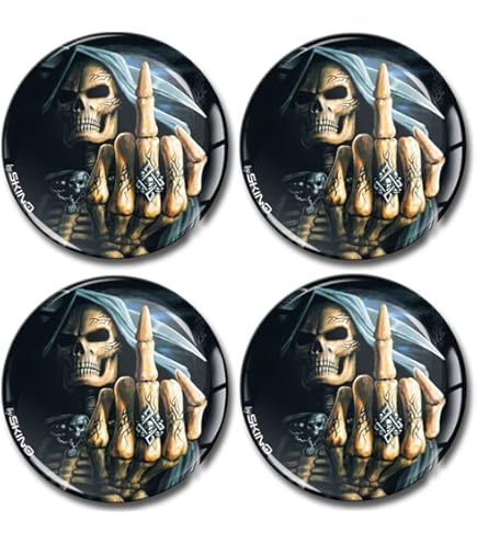 Biomar Labs® 4 X 60mm Autocollant 3D En Silicone Pour Cache- Moyeu, Enjoliveurs, Centre De Roue Caches Emblème Crâne Vampire Skull No Fear Voiture Moto Tuning A 4260 Z