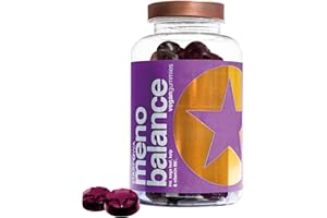 Starpowa Meno Balance Menopause Gummies for Women - Help with Hormone Balance, Hot Flushes & Sleep - Support Energy, Mood & Skin - Plant-Based, Gluten-Free, Low Sugar - Blackcurrant, 60 Chews
