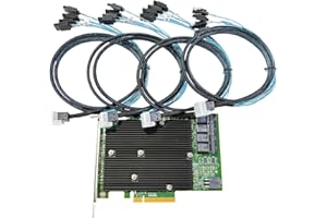 ROSERAIN SAS HBA Card Compatible with LSI 9300-16i IT Mode PCIe SATA Expansion Card, 16-Port 12Gbps PCIe 3.0, SAS Expander Support, HBA Controller with 4x SFF-8643 to 4x SATA Cables for ZFS TrueNAS unRAID NAS