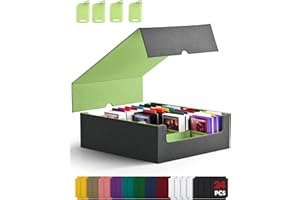 ZLCA Pudełko do przechowywania kart do MTG PTCG, Commander Deck Box pomieści ponad 2400 kart, etui do przechowywania kart z 4 korkami, organizer na karty sportowe TCG (czarne i zielone)