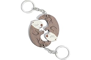 BOCGUY Otter Schlüsselanhänger, 2 Stück Holz partner schlüsselanhänger, geschenke für freund, schlummer-otter, pärchen schlüsselanhänger, Bruder Schlüsselanhänger, schlüsselanhänger paar