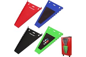 SWANLAKE GARDEN TOOLS Magnetic Wrench Organizer 4-Piece, Wrench Rack Tool Trays SAE (1/4" to 1-1/16"), Metric (6mm to 24mm), 64-Slot Drawer Storage Tools, Wrench Set Holder