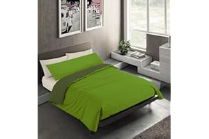 BANZAII TEXTILE INNOVATOR ONLINE Banzaii Juego de Funda Nórdica Reversible 100% Microfibra 2 Piezas para Cama de 150 – 1 Funda Edredón Nórdico 240x220 cm + 1 Funda de Almohada 45x170 cm, Verde Militar/Verde