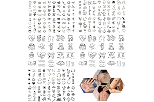 HIOQFR 50pcs Tatuajes Temporales Adultos Tatoos Temporales Niños Negros Tatuajes Falsos Pequeños Calcomanias Tatuajes Adhesivos Tatuajes Removibles Fake Tattoos Impermeables Cara Temporal Dedo Cuello