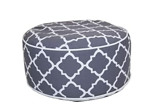 CHARLES BENTLEY Indoor/Outdoor Inflatable Garden Foot Stool Pouffe Bean Bag - Grey H23cm Dia 53cm Waterproof