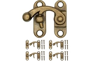 HOMETOOLS.EU Fuxxer® Lot de 4 fermoirs antiques, crochets de verrouillage en bronze pour meubles vintage, 32 x 27 mm