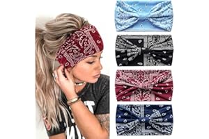 AIZIYIN Boho Headband for Women Elastic Soft Head Scarfs Hairband head Wrap Bandanas for Women Yoga Sport Hairbands (P4Cash6)