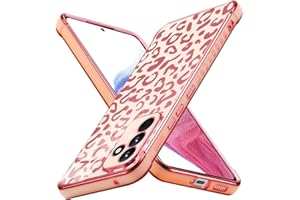 BAOJAY Funda para Samsung Galaxy A54 5G,Carcasa de Suave Silicona Galvanizada con Protección contra Caídas en 4 Esquinas,Estampado de Leopardo Brillante Mujeres Case Cover,Oro Rosa
