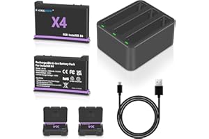 CS COOLSHOW COOLSHOW X4 Batteria 2500mAh 2 Pezzi Compatibile con Insta360 X4 Batteria con Custodia di Protezione Batteria e Triplo Caricatore X4 Supporto di Ricarica Rapida PD Compatibile con Insta360 X4