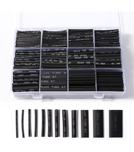 SeKi 17408 Kit Tubi Termoretraibili 2:1 – 80 Pezzi Assortiti, 6 Misure (1,5 A 13 Mm), Neri, In Pratica Scatola, Per Cablaggi E Riparazioni Elettriche