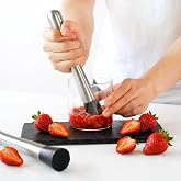 MallArt&reg; Paslanmaz &Ccedil;elik Kokteyl Havanı 20 cm - Dişli U&ccedil;lu Meyve ve Nane Ezici, Mojito Havanı, Profesyonel Barmen Tokmağı, Ba
