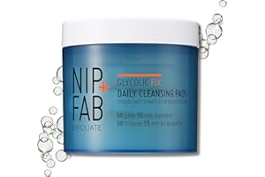 NIP+FAB Nip + Fab Glycolic Acid Fix Daily Cleansing Pads for Face with Hyaluronic Acid, Witch Hazel, Exfoliating Resurfacing AHA Facial Pad for Exfoliation Even Skin Tone Brighten Skin, 60 Pads