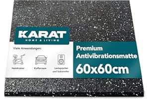 KARAT Tapis anti-vibration 60 x 60 cm, 2 cm d'épaisseur, tapis anti-vibrations découpable, pour machine à laver et sèche-linge, tapis en caoutchouc, tapis d'insonorisation, tapis en caoutchouc