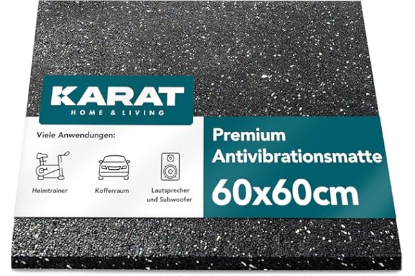 KARAT Alfombrilla antivibraciones de 60 x 60 cm, 2 cm de grosor, alfombrilla antivibraciones para lavadora y secadora, almohadilla de goma, alfombrilla aislante acústica, alfombrilla de goma