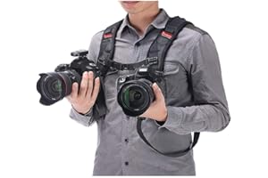 Ztowoto Hombro de la cámara Arnés de correa doble Correa de sujeción de doble cámara ajustable de liberación rápida con correa de seguridad para cámara DSLR SLR (Ztowoto-2)