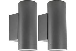 Klighten 2 Pezzi Applique da Parete Esterni IP65 Su Giù Lampada da Parete Applique da Esterno Moderna in Alluminio per Giardino Corridoio Cortile, Attacco GU10, Lampadina non Inclusa, Grigio Scuro