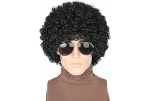 LeMarnia Unisex Erwachsene Schwarz 70er Afro Perücke Halloween Party Kostüm Perücken