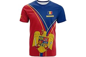 YuanDiann Maglietta sportiva della Coppa di Calcio Europea 2024 Casual Romania Stampa Bandiera Nazionale Uomo Donna Manica Corta Girocollo Asciugatura Rapida Traspirante Fan Shirt