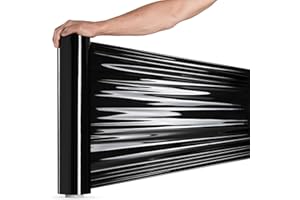 RAGO® Film Étirable Déménagement Noir 300m - Rouleau Emballage Colis 9,5 × 9,5 × 40 cm - Film Palette Pour Emballage