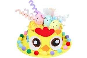 HUNIEE SULOLI Easter Bonnet Decorations Kit,Easter Hats to Decorate Make Your Own Easter Bonnet Easter Bonnet Hat for Kids Easter Bonnet Making Kit for Boys Girls(Yellow)