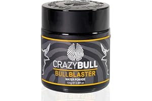 CRAZYBULL Crazy Bull Pomade - Vegan & Water Based Strong Hold Hair Styler with High Shine Finish - Styling Product with Artificial Beeswax for Thickening, Volumising, & Defining Hair - Light Cologne Scent