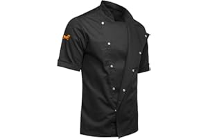 STRONGANT Veste de Cuisine Chef Homme Professionnel Manches Courtes Noir Blanc Gris