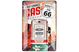Nostalgic-Art Tabliczka blaszana w stylu retro, 20 x 30 cm, stacja gazowa Route 66 – pomysł na prezent dla fanów USA, z metalu, design vintage