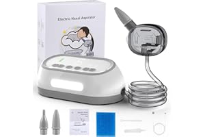 Nasensauger Baby Uplayteck, Elektrischer Nasensauger Wiederaufladbar Mit 6 Saugstufen, 2 Silikonspitzen, Baby Nasensauger Elektrisch Mit Licht und Beruhigender Musik für Kleinkind
