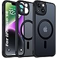 EGOTUDE Designed for iPhone 14| Strong Magnet Camera Protection Translucent Matte Hard Back Cover Compatible with Mag-Safe (TPU+Polycarbonate | Frost Black)