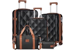 Sea choice Hardschalen Trolley Koffer Set 5tlg. Zwillingsrollen Reisekoffer Enthält 1 Reisetasche und 1 Kulturbeutel, Gepäck M-L-XL-Set(55/65/76cm), TSA Schloss und 4 Rollen