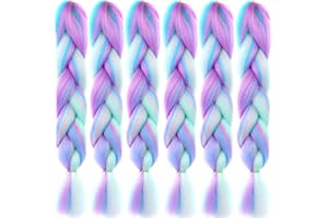 LDMY Piano Multi Colors Pink Purple Blue Green Braids Extensions- 6pcs/pack 24Inch Jumbo Braiding Hair Extensions Kanekalon Synthetic Hair for Women 100g/pc