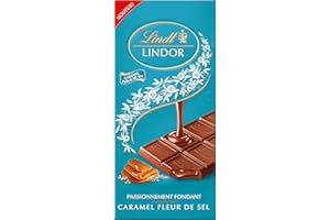 Lindt - Tablette LINDOR - Chocolat au Lait Caramel Fleur de Sel, 150g