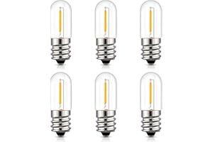 Hcnew E14 LED 1W żarówka T16 Mała żarówka E14 Ciepła biała 2200K Mini Vintage świece 1w Zastępuje 10-watowe żarówki, do lampy nocne lampy solne 220V-240V,6szt Pakiet