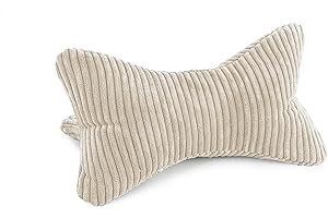 Bookiepad Cozy Shara Reading Bone Bolster in Cord Design, Ergonomic Shape for Neck or Lumbar Support, 42 x 22 cm, Flexible Support for Books, E-Books or Tablets (Colour Beige)