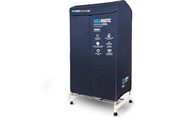 Sèche-linge par ventilation 1200 W, capacité de séchage 15 kg et 30 kg d'étendoir et d'armoire Minuterie 180 min, silencieux, multifonction Secamatics Maxima XXL