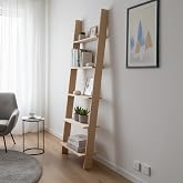 PİKAS Elisra Ahşap Modern Merdiven Kitaplık &ndash; 5 Katlı Dekoratif Duvar Rafı, Ayaklı D&uuml;zenleyici, Kontraplak Raf Standı