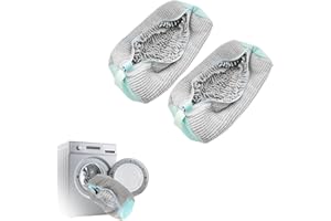 Sacchetto per Lavare Scarpe,Viechoes 2 Pezzi Sacchetto Scarpe Lavatrice,Sacchetti Lavatrice per Scarpe con Design con Cerniera Protezione Scarpe Borse per Bucato con Cerniera e pulizia a 360° (grigio)