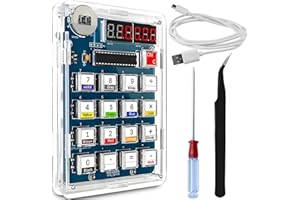 JYUDAUFU DIY Soldering Practice Kit, 6-Digit DIY Calculator Kit USB/Battery Powered with Resistance Reader, Math Games transparent Calculator for School Learning and Office Use with USB cable & Tools