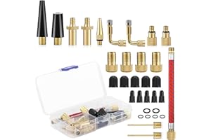 KASANNI 32 Piezas Adaptador Presta Schrader, DV SV AV Bicicleta Válvula Adaptador con Caja de Almacenamiento, Adaptador de Valvula Bicicleta, Adaptador Valvula Bicicleta Fina a Gorda con Manguera de Inflado