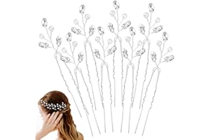 KIPTVO 8PCS Bridal Hair Accessories, Wedding Hair Accessories for Women, Pearl Hair Pins, Silver Hair Clips, Sparkly Hair Clips, Hair Pins for Women, for Bride, Flower Girls