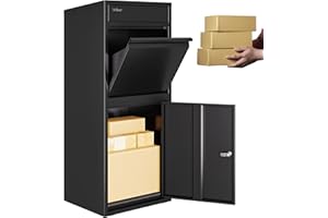 3FlexHome Phoenix Extra Large Parcel Box - Large Parcel Box Outdoor, Delivery Box with Secure Front Access, Durable, Lockable Weatherproof Parcel Drop Box For Multiple Packages (BLACK)