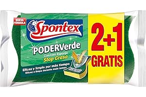 Spontex Estropajos de Fibra con Esponja, 3 estropajos